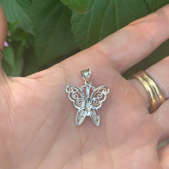 Sterling Silver Small Butterfly Pendant or Charm - Picture 7 of 16